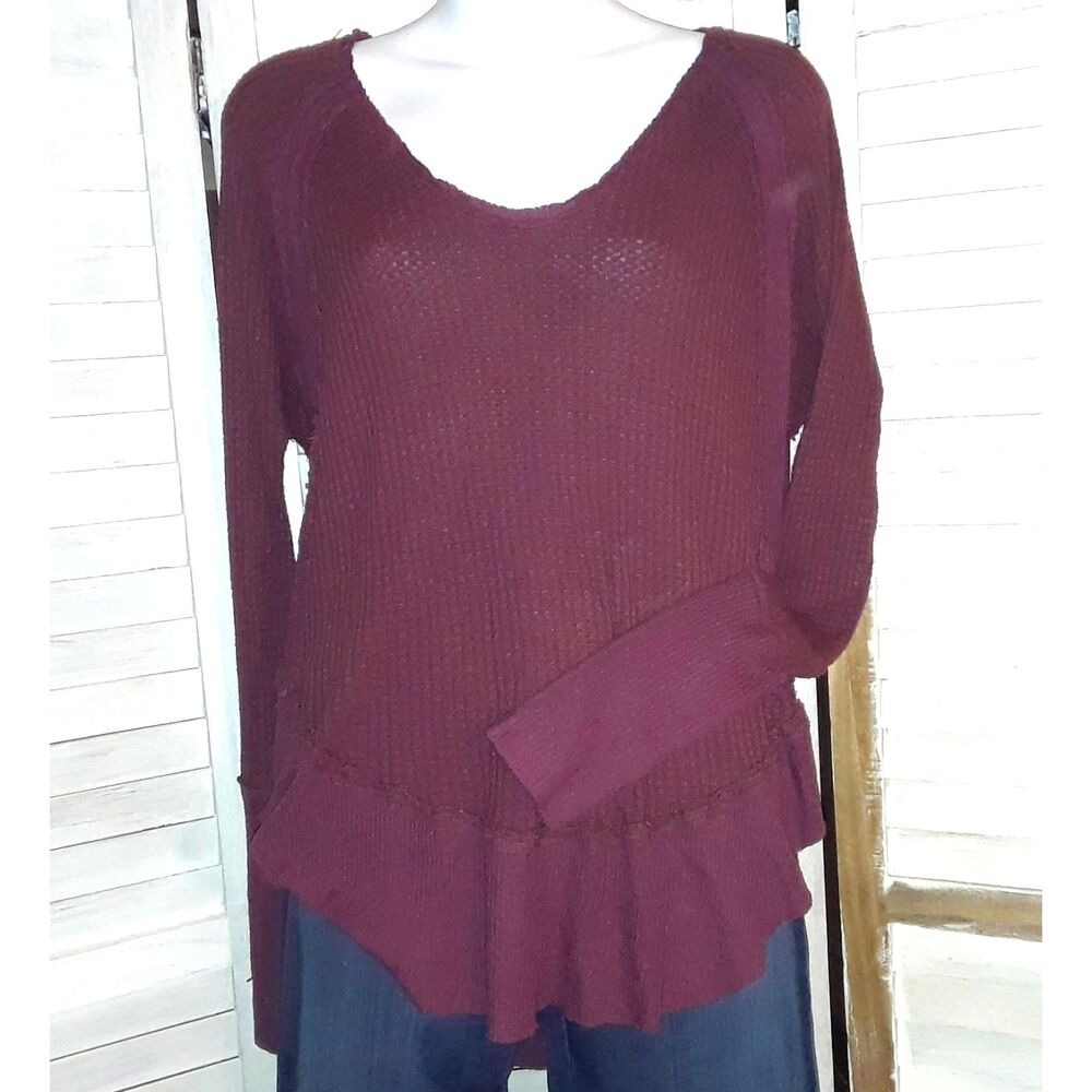 We The Free Women's Size XS Long Sleeve Curved Hi-Low Hem Catalina Thermal